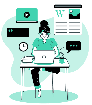 Illustration of a person working on a desk
