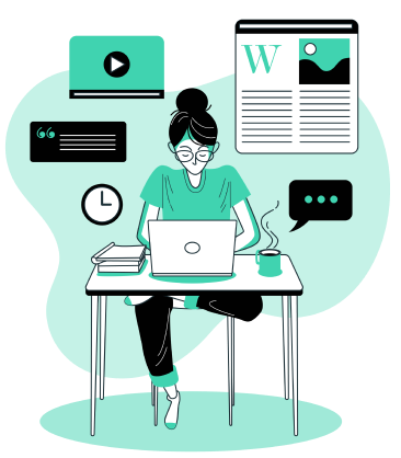 Illustration of a person working on a desk